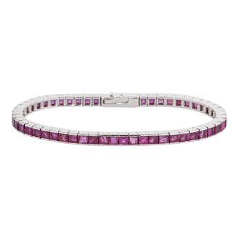 SCHILLING SCHILLING Linienarmband mit 55 pinkfarbenen Saphiren