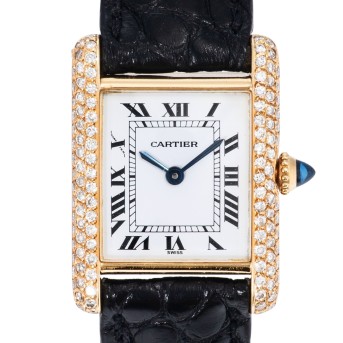CARTIER Vintage Tank Louis Cartier PM 'Diamonds' ladies' watch, Ref. 78087. from1995.