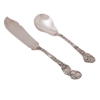 GORHAM, zwei Vorlegebesteckteile aus der bekannten Serie 'Old Masters', Sterling Silber, ab 1885