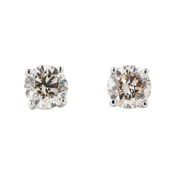 Stud earrings, set with 2 brilliant-cut diamonds totaling 1.44 cts.