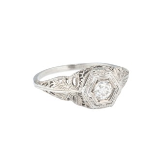 Art Déco Ring mit Altschliffdiamant ca. 0,3 ct,