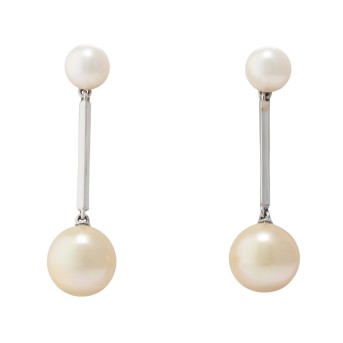 Paar Ohrhänger mit 2 Süßwasserperlen und 2 Mallorcaperlen,