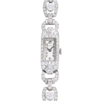 Art Déco Schmuckuhr mit Diamanten zus. ca. 2,5 ct,