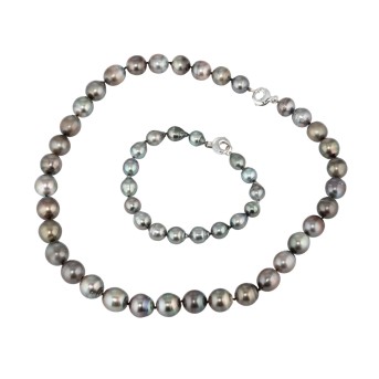 Schmuckset Collier und Armband aus Tahitiperlen,