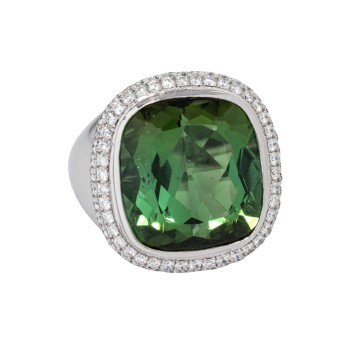 Ring mit feinem Turmalin 23,36 ct. im Cushion Cut