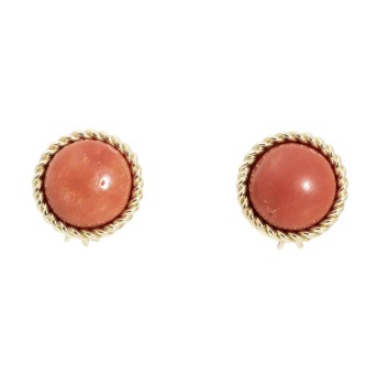 Paar Ohrsteckclipse mit 2 Korallboutons,
