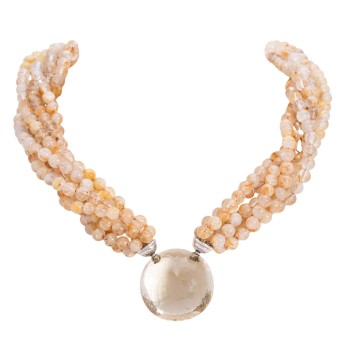 Collier aus Rutilquarz mit Citrin