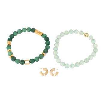 Konvolut aus 2 Kugelketten und 1 Paar Ohrringen,