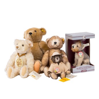 STEIFF 5-piece collection of plush animals from limited special editions, 1992-2006,