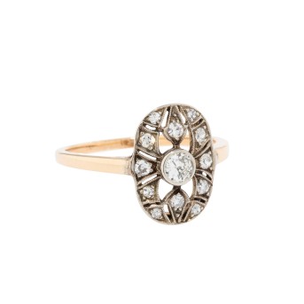 Ring im Stil des Art Déco mit Altschliffdiamanten,