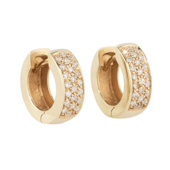 Pair of hinged hoop earrings with 44 octagonal diamonds, 