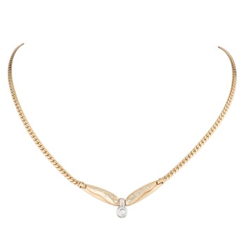 Collier mit 13 Brillanten im Mittelteil,