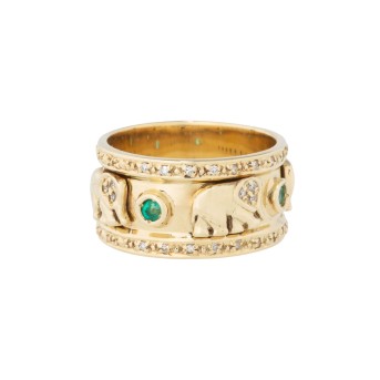 Ring '3 Elefanten', 2 Smaragde,