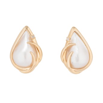 Paar Ohrsteckclipse mit 2 Mabeperlen,