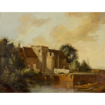 JORDAENS, Jacob, ATTRIBUIERT/UMKREIS (J.J.: 1593-1678), "Landschaft mit Wasserschloss",