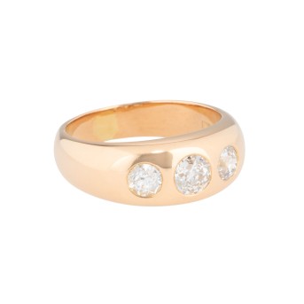 Ring mit 3 Altschliffdiamanten zus. ca. 0,90 ct,