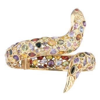 Schlangenarmreif mit bunten Zirkonia