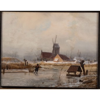 ACHENBACH, ANDREAS (1815-1910), 'Winterlandschaft mit Mühle', 1841,