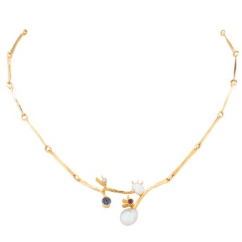 Collier mit 3 Süßwasserperlen,