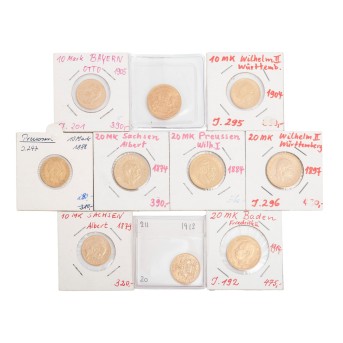 Deutsches Kaiserreich/ Goldlot mit 10 Münzen,