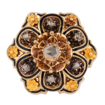 Historismus Brosche mit Diamantrosen,