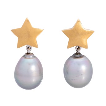 Paar Ohrhänger mit Tahitiperlen