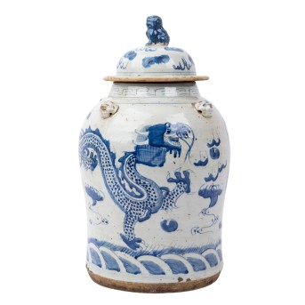 Blau-weisse Deckelvase. CHINA, 20. Jh.,