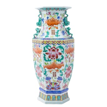 Sechskantvase, CHINA, 20. Jh.,