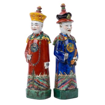 Pair of statuettes of courtly scholars, CHINA, 20th century,