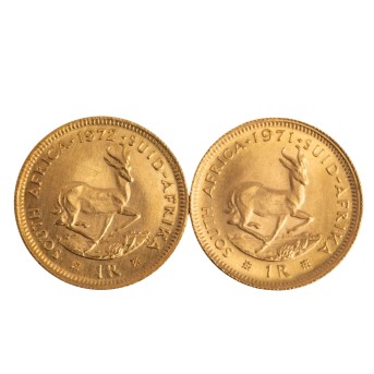 Südafrika /GOLD - 2 x 1 Rand Springbock 1971/72