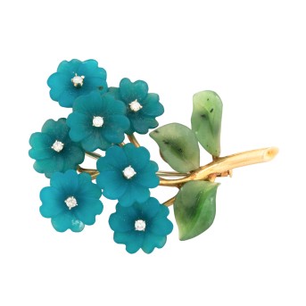 Brosche mit Blumenbouquet,