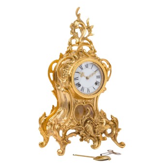 Tischuhr aus Messing, vergoldet, 20. Jh.