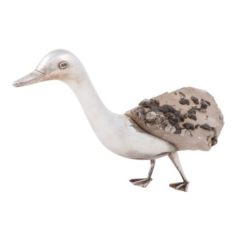 GRUPO GAL/ BRAZIL 'Duck', 925 silver/quartz stone with mica, circa 1970,