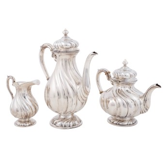 WILKENS & SÖHNE Kaffee-/Teekern, 3tlg., 800 Silber, 20. Jh.,