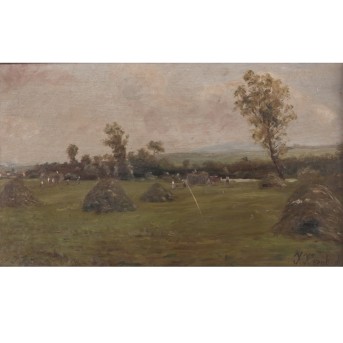 KORNBECK, JULIUS (1839-1920), &quot;Hay harvest by the river&quot;,