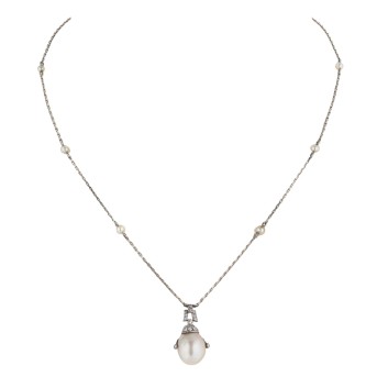 Filigranes Art Déco Collier mit Orientperle