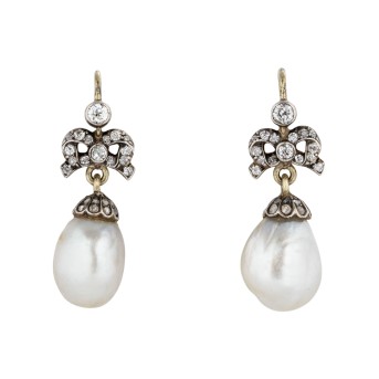 Paar Belle Époque Ohrhänger mit Orientperlen
