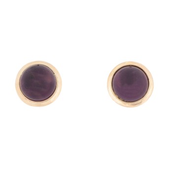 Paar Ohrstecker mit Amethystcabochon,