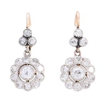 Ohrhänger mit Altschliffdiamanten von zus. ca. 2 ct,