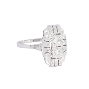 Art Déco Ring mit Diamanten von zus. ca. 0,3 ct,