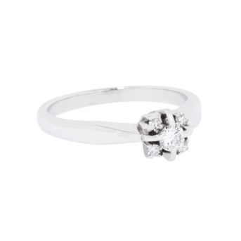Solitärring mit Brillant und 4 Achtkantdiamanten,