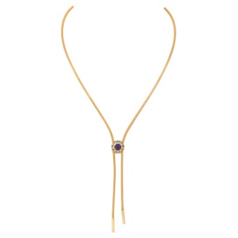 Collier/Y-Collier mit Amethyst entouriert von 9 Aquamarinen,