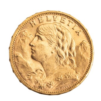 Schweiz/GOLD - 20 Franken 1916 B "Vreneli".