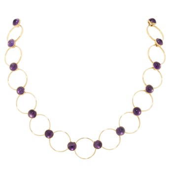 Collier mit 18 Amethystcabochon,