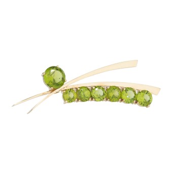 Brosche mit 7 feinen Peridots,