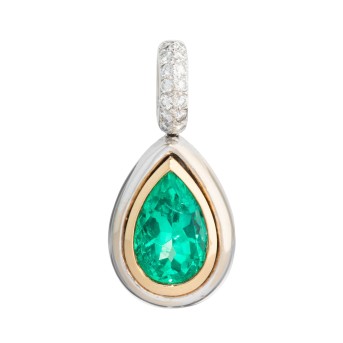 Pendant with emerald drop of approx. 3.87 ct