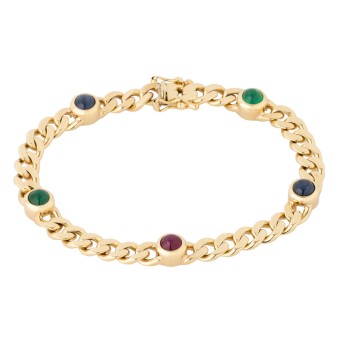 Armored bracelet with sapphire, emerald and ruby stones