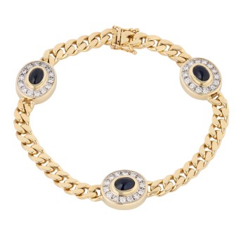 Panzerarmband mit Saphircabochon und Brillanten,