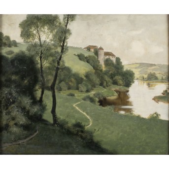 GRADL,HERMANN (1883-1964) &quot;Bartelstein Castle on the Danube&quot;