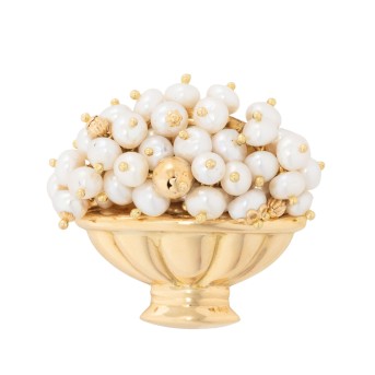 Brosche 'Korb mit Perlen'